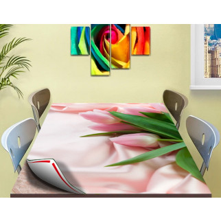 Покриття для столу, м'яке скло з фотопринтом, тюльпани рожеві 60 х 100 см (1,2 мм) 120, 70 - Інтернет-магазин спільних покупок ToGether