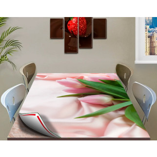 Покриття для столу, м'яке скло з фотопринтом, тюльпани рожеві 60 х 100 см (1,2 мм) 120, 80 - Інтернет-магазин спільних покупок ToGether