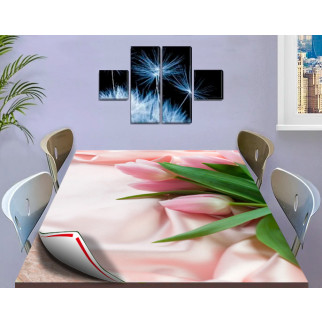 Покриття для столу, м'яке скло з фотопринтом, тюльпани рожеві 60 х 100 см (1,2 мм) 120, 90 - Інтернет-магазин спільних покупок ToGether