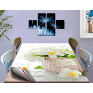 Покриття для столу, м'яке скло з фотопринтом, Кошик квітів 60 х 100 см (1,2 мм) 120, 80 - Інтернет-магазин спільних покупок ToGether