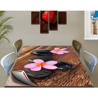 Покриття для столу, м'яке скло з фотопринтом, Квіти на каменях 60 х 100 см (1,2 мм) 120, 60 - Інтернет-магазин спільних покупок ToGether