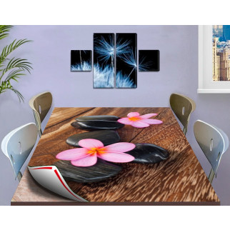 Покриття для столу, м'яке скло з фотопринтом, Квіти на каменях 60 х 100 см (1,2 мм) 100, 100 - Інтернет-магазин спільних покупок ToGether