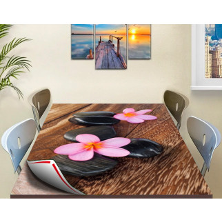 Покриття для столу, м'яке скло з фотопринтом, Квіти на каменях 60 х 100 см (1,2 мм) 120, 120 - Інтернет-магазин спільних покупок ToGether