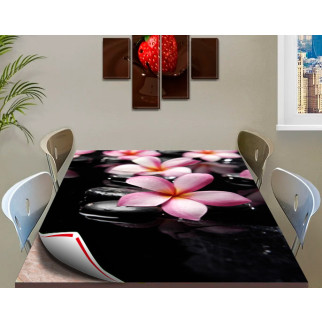 Покриття для столу, м'яке скло з фотопринтом, Квіти на каменях 60 х 100 см (1,2 мм) - Інтернет-магазин спільних покупок ToGether