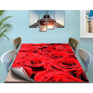 Покриття для столу, м'яке скло з фотопринтом, Червоні троянди 60 х 100 см (1,2 мм) - Інтернет-магазин спільних покупок ToGether