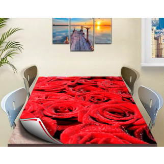 Покриття для столу, м'яке скло з фотопринтом, Червоні троянди 60 х 100 см (1,2 мм) 120, 60 - Інтернет-магазин спільних покупок ToGether