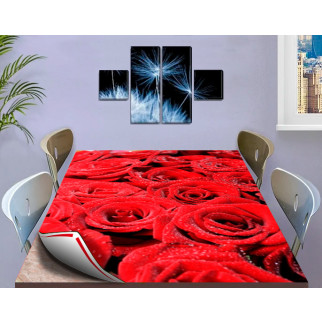 Покриття для столу, м'яке скло з фотопринтом, Червоні троянди 60 х 100 см (1,2 мм) 120, 80 - Інтернет-магазин спільних покупок ToGether