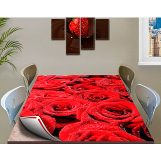 Покриття для столу, м'яке скло з фотопринтом, Червоні троянди 60 х 100 см (1,2 мм) 120, 90 - Інтернет-магазин спільних покупок ToGether