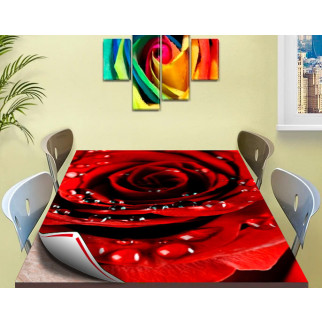 Покриття для столу, м'яке скло з фотопринтом, Троянда з краплями роси 60 х 100 см (1,2 мм) 120, 60 - Інтернет-магазин спільних покупок ToGether