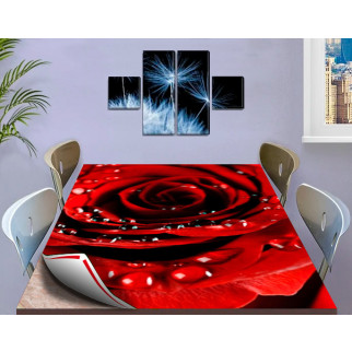 Покриття для столу, м'яке скло з фотопринтом, Троянда з краплями роси 60 х 100 см (1,2 мм) 120, 70 - Інтернет-магазин спільних покупок ToGether