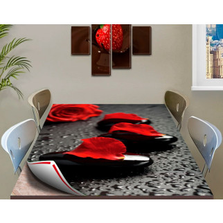 Покриття для стола, м'яке скло з фотопринтом, Пелюстки троянди на камені 60 х 100 см (1,2 мм) 120, 80 - Інтернет-магазин спільних покупок ToGether