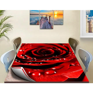 Покриття для столу, м'яке скло з фотопринтом, Троянда з краплями роси 60 х 100 см (1,2 мм) 100, 100 - Інтернет-магазин спільних покупок ToGether