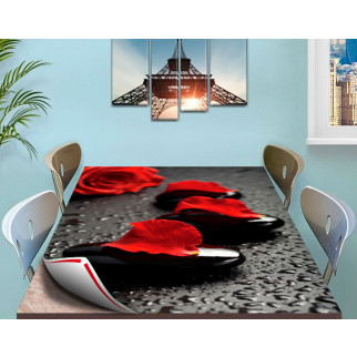 Покриття для стола, м'яке скло з фотопринтом, Пелюстки троянди на камені 60 х 100 см (1,2 мм) - Інтернет-магазин спільних покупок ToGether