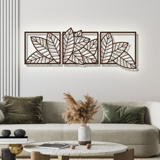 Панно 3D декоративне з об'ємом 15 мм для стін, Листя 40 х 108 см коричневе - Інтернет-магазин спільних покупок ToGether