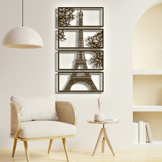 Панно 3D декоративне з об'ємом 15 мм для стін, Ейфелева вежа 80 х 44 см коричневе - Інтернет-магазин спільних покупок ToGether