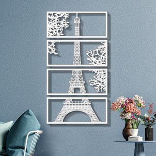 Панно 3D декоративне з об'ємом 15 мм для стін, Ейфелева вежа 80 х 44 см біле 117, 65 - Інтернет-магазин спільних покупок ToGether