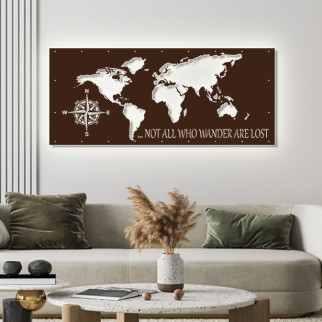 Панно 3D декоративне з об'ємом 15 мм для стін, мапа світу 40 х 93 см коричневе 50, 117 - Інтернет-магазин спільних покупок ToGether