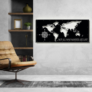 Панно 3D декоративне з об'ємом 15 мм для стін, мапа світу 40 х 93 см чорне - Інтернет-магазин спільних покупок ToGether