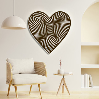 Панно 3D декоративне з обсягом 15 мм для стін, Серце 40 х 40 см коричневе 50, 50 - Інтернет-магазин спільних покупок ToGether