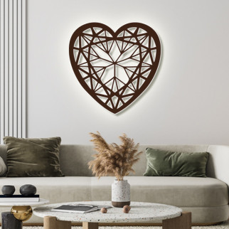 Панно 3D декоративне з обсягом 15 мм для стін, Серце з візерунком 40 х 40 см коричневе - Інтернет-магазин спільних покупок ToGether