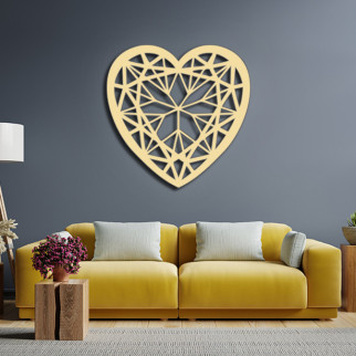 Панно 3D декоративне з обсягом 15 мм для стін, Серце з візерунком 40 х 40 см ванільне 60, 60 - Інтернет-магазин спільних покупок ToGether