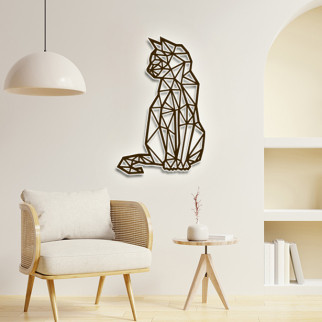 Панно 3D декоративне з об'ємом 15 мм для стін, Кішка з візерунком 62 х 40 см коричневе - Інтернет-магазин спільних покупок ToGether