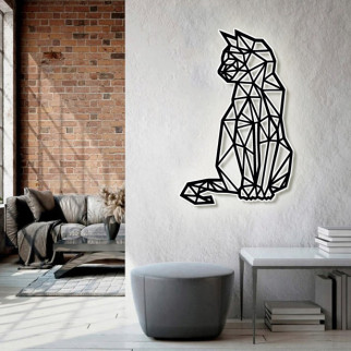 Панно 3D декоративне з об'ємом 15 мм для стін, Кішка з візерунком 62 х 40 см чорне - Інтернет-магазин спільних покупок ToGether