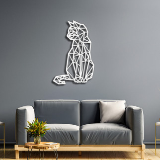Панно 3D декоративне з об'ємом 15 мм для стін, Кішка з візерунком 62 х 40 см біле 77, 50 - Інтернет-магазин спільних покупок ToGether