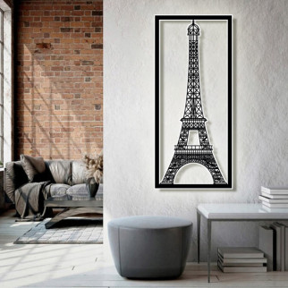 Панно 3D декоративне з об'ємом 15 мм для стін, Ейфелева вежа-2 80 х 36 см чорне - Інтернет-магазин спільних покупок ToGether
