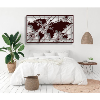 Панно 3D декоративне з об'ємом 15 мм для стін, мапа світу 60 х 102 см коричневе - Інтернет-магазин спільних покупок ToGether