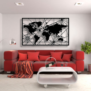 Панно 3D декоративне з об'ємом 15 мм для стін, Мапа світу 60 х 102 см чорне - Інтернет-магазин спільних покупок ToGether