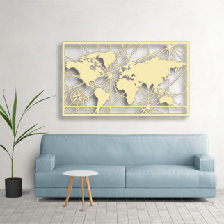 Панно 3D декоративне з об'ємом 15 мм для стін, мапа світу 60 х 102 см ванільне - Інтернет-магазин спільних покупок ToGether