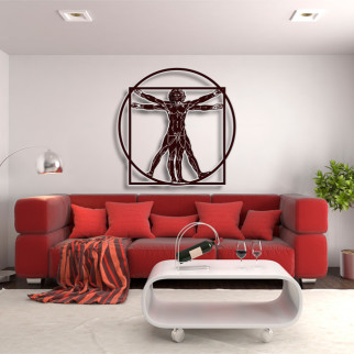 Панно 3D декоративне з об'ємом 15 мм для стін, Вітрувійська людина 90 х 90 см коричневе - Інтернет-магазин спільних покупок ToGether