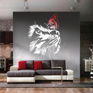 Трафарет для фарбування Кіт і метелик, одноразовий із самоклейної плівки 135 х 95 см - Інтернет-магазин спільних покупок ToGether