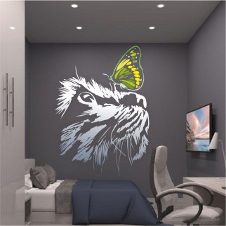 Трафарет для фарбування Кіт і метелик, одноразовий із самоклейної плівки 135 х 95 см 160, 160 х 115 см, 115 - Інтернет-магазин спільних покупок ToGether