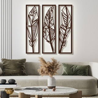 Панно 3D декоративне з об'ємом 15 мм для стін, Тропічне листя 60 х 51 см коричневе 80, 68 - Інтернет-магазин спільних покупок ToGether