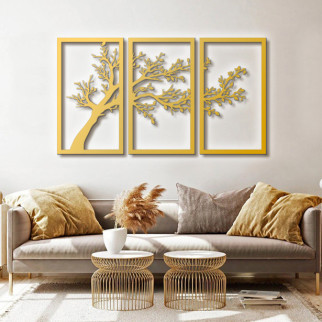 Панно 3D декоративне з об'ємом 15 мм для стін, весняне дерево 50 х 85 см золоте - Інтернет-магазин спільних покупок ToGether