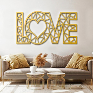 Панно 3D декоративне з об'ємом 15 мм для стін, Love 50 х 90 см золоте - Інтернет-магазин спільних покупок ToGether