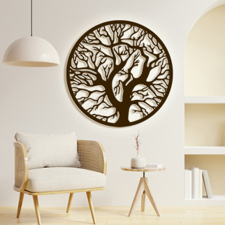 Панно 3D декоративне з об'ємом 15 мм для стін, Дерево в кругу 55 х 55 см коричневе - Інтернет-магазин спільних покупок ToGether