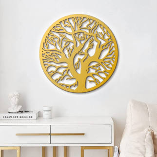 Панно 3D декоративне з об'ємом 15 мм для стін, Дерево в кругу 55 х 55 см золоте 65, 65 - Інтернет-магазин спільних покупок ToGether
