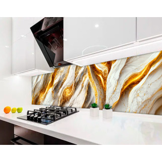Кухонна панель жорстка ПЕТ мармур із золотом, з двостороннім скотчем 62 х 205 см, 1,2 мм - Інтернет-магазин спільних покупок ToGether