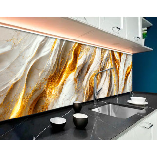 Кухонна панель жорстка ПЕТ мармур із золотом, з двостороннім скотчем 62 х 205 см, 1,2 мм 3050, 2000, 680 - Інтернет-магазин спільних покупок ToGether