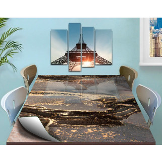Покриття для столу, м'яке скло з фотопринтом, Сірий мармур із золотом 60 х 100 см (1,2 мм) - Інтернет-магазин спільних покупок ToGether