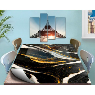 Покриття для столу, м'яке скло з фотопринтом, Чорний мармур із золотом 60 х 100 см (1,2 мм) 120, 70 - Інтернет-магазин спільних покупок ToGether