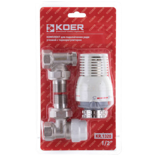 Комплект для підключення радіатора 1/2'' (кутовий) з термоголовкою Koer KR.1320 (KR2658) - Інтернет-магазин спільних покупок ToGether