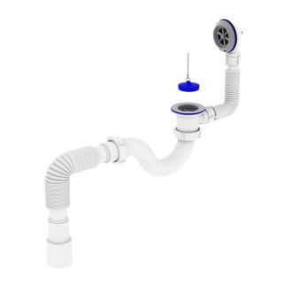 Сифон для ванної кімнати Zerix SV-01-A 1 1/2" прямоточний з випуском і переливом (ZX4957) - Інтернет-магазин спільних покупок ToGether