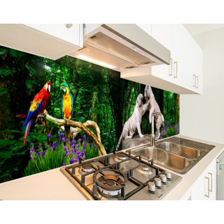 Панель на кухонний фартух під скло з тиграми в дзиглях, з двостороннім скотчем 62 х 305 см, 1,2 мм - Інтернет-магазин спільних покупок ToGether