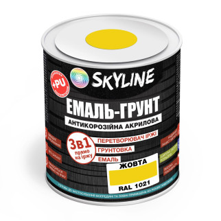 ЕМАЛЬ – ГРУНТ 3 в 1 акрил-поліуретанова шовковисто-матова Skyline RAL 1021 Жовта 0,9 кг - Інтернет-магазин спільних покупок ToGether