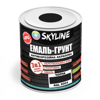 ЕМАЛЬ – ГРУНТ 3 в 1 акрил-поліуретанова шовковисто-матова Skyline RAL 9004 Чорна 0,9 кг - Інтернет-магазин спільних покупок ToGether