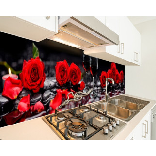 Наклейка на кухонний фартух 65 х 300 см, фотодрук із захисною ламінацією Троянди червоні з келихами - Інтернет-магазин спільних покупок ToGether